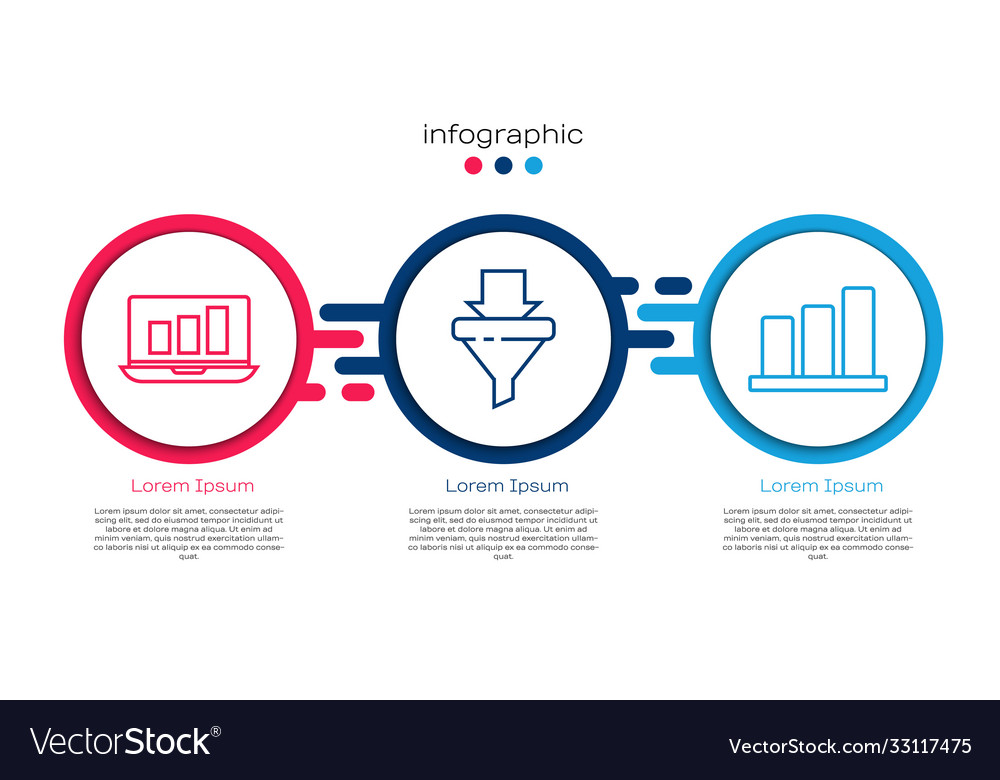 Set line laptop with graph chart sales funnel vector image Set line laptop with graph chart sales funnel