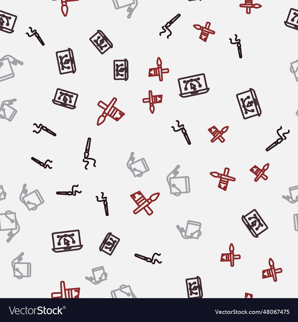 Set line paint brush computer with design program