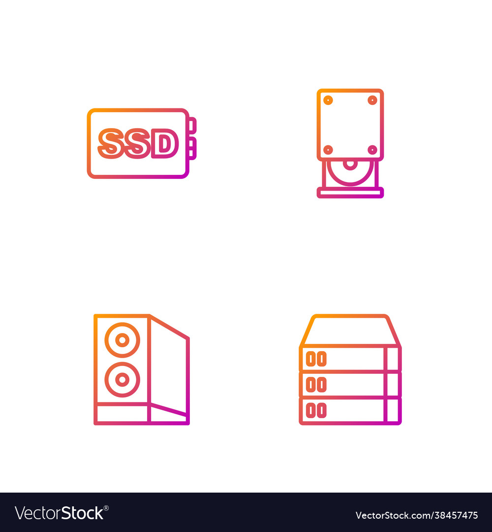 Set line server data web hosting case vector image Set line server data web hosting case