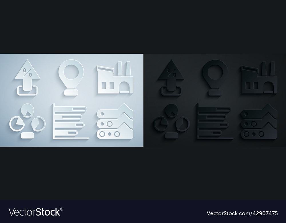 Set pie chart infographic factory graph vector image Set pie chart infographic factory graph
