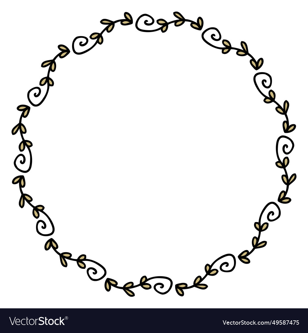 Simple circular empty frame with doodle branches