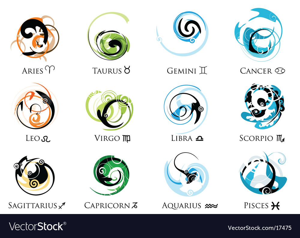 Star sign zodiac symbol set Royalty Free Vector Image