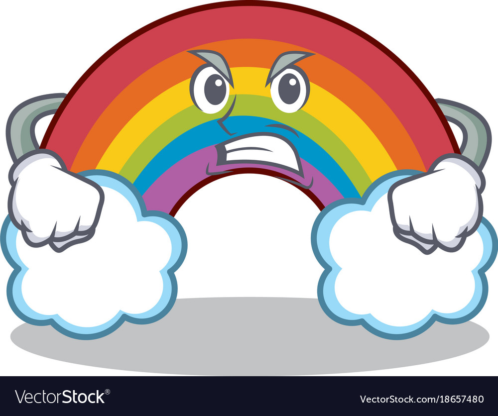 Angry colorful rainbow character cartoon Vector Image