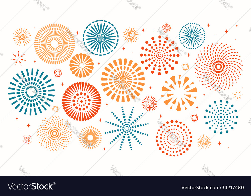 Colorful fireworks set vector image Colorful fireworks set