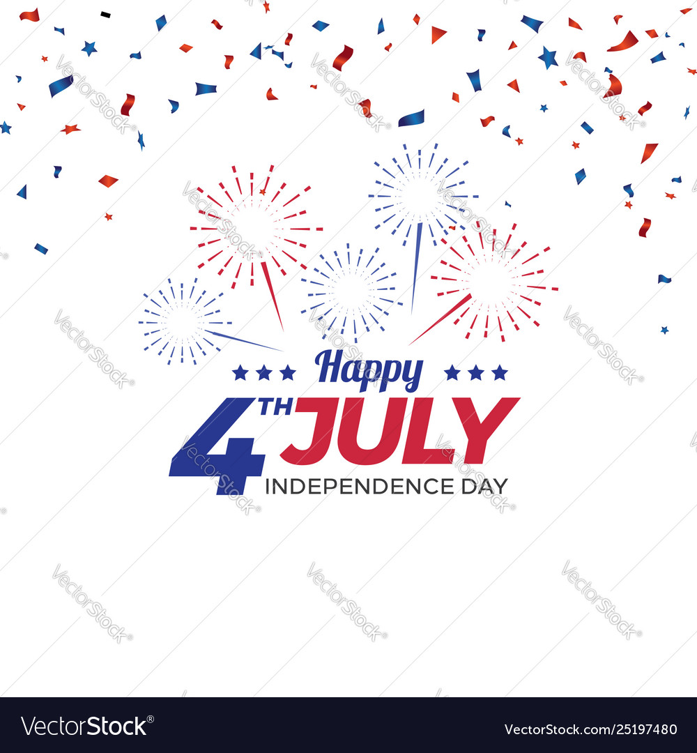Independence day with fireworks and confetti vector image Independence day with fireworks and confetti