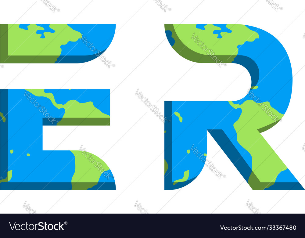 Initial er logo design with world map style