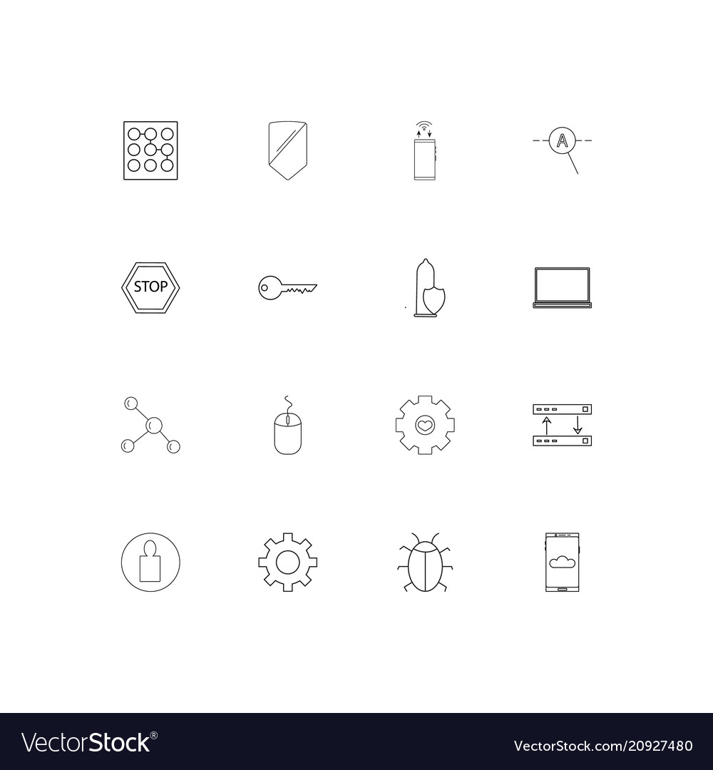 Internet technologies linear thin icons set