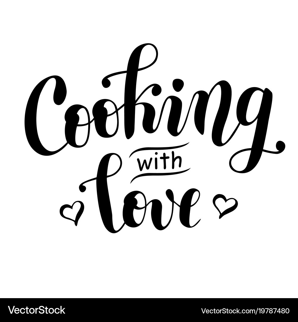 Lettering cooking with love isolated Royalty Free Vector