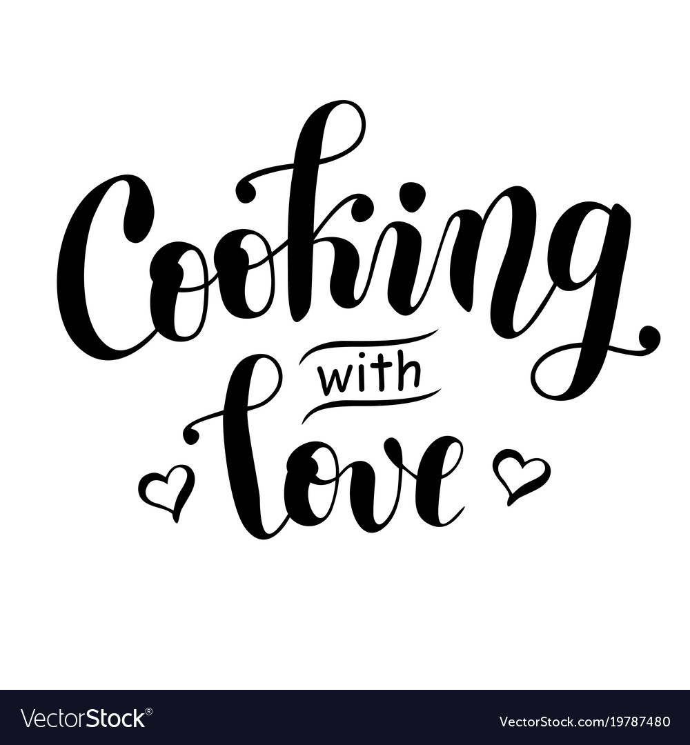 Lettering Of Cooking With Love Isolated Royalty Free Vector