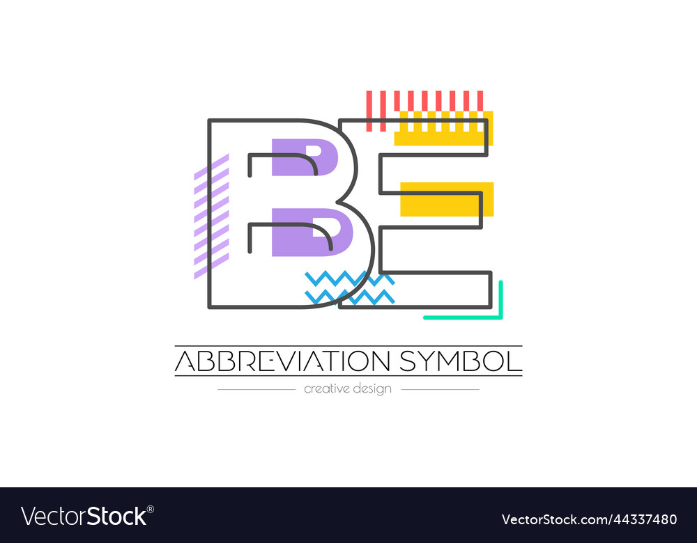 Letters b and e merging of two initials vector image Letters b and e merging of two initials
