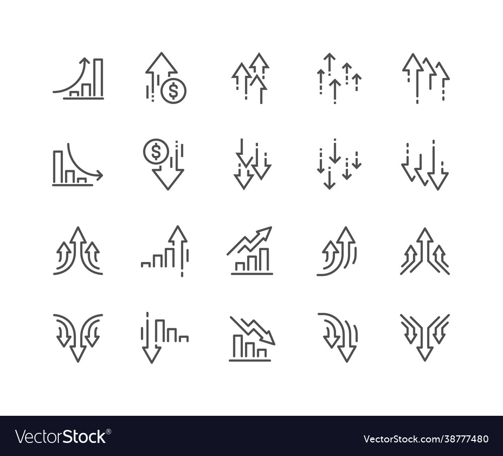 Line increase and decrease icons vector image Line increase and decrease icons