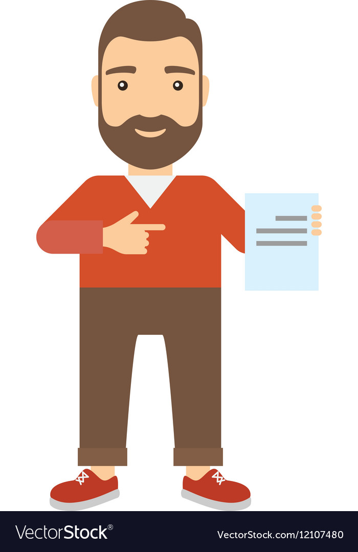 Man Pointing at Document with Finger