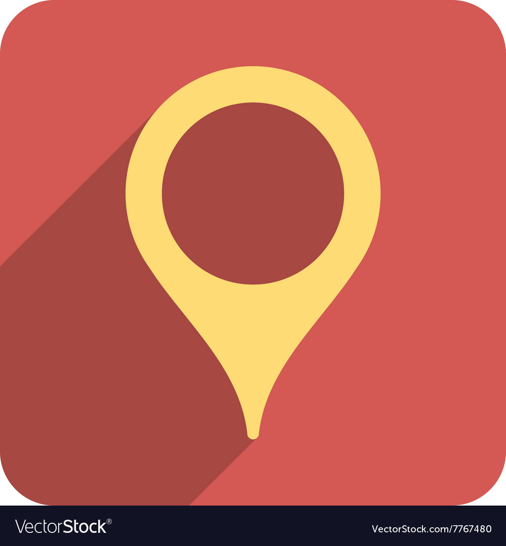 Map marker flat rounded square icon with long