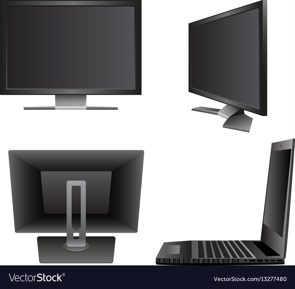 Set computer monitor notebook Royalty Free Vector Image