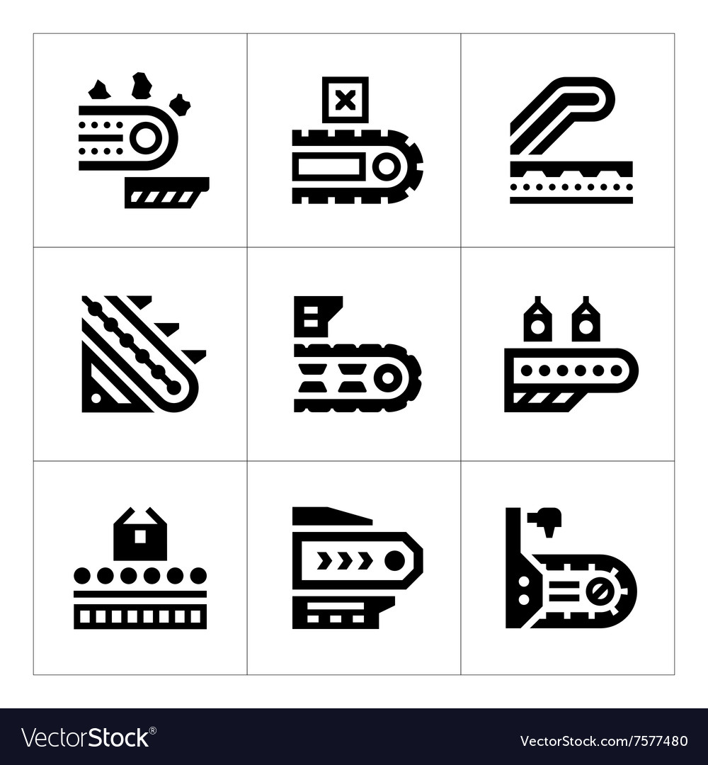 Set icons conveyor Royalty Free Vector Image - VectorStock