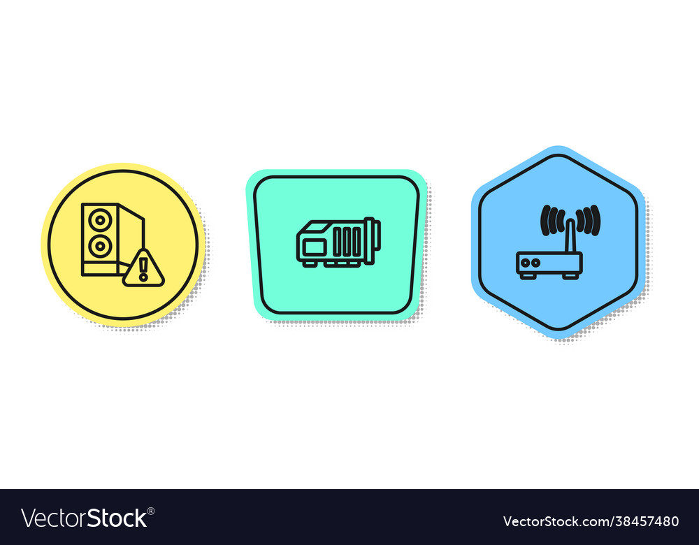 Set line case computer video graphic card vector image Set line case computer video graphic card