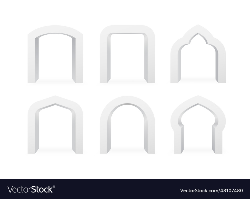 Set of realistic arches different shapes arc Vector Image