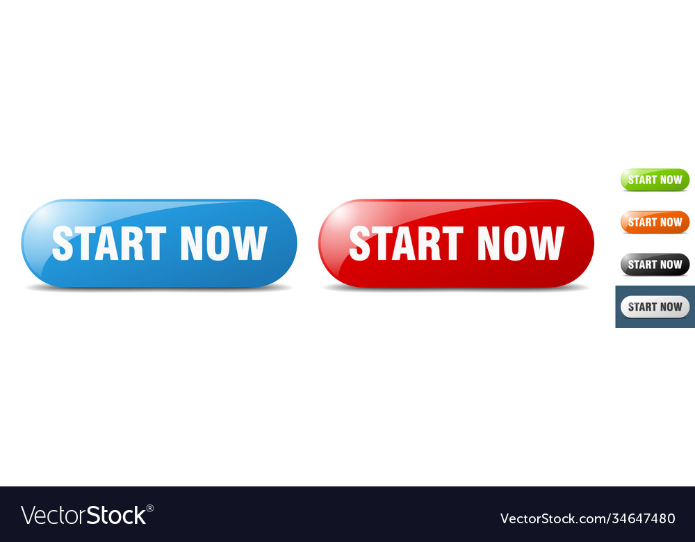 Start now button key sign push set