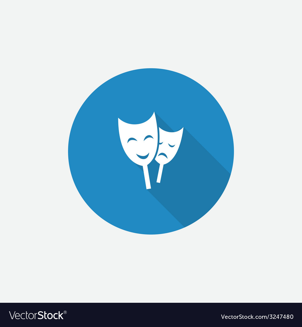 Theater flat blue simple icon with long shadow Vector Image