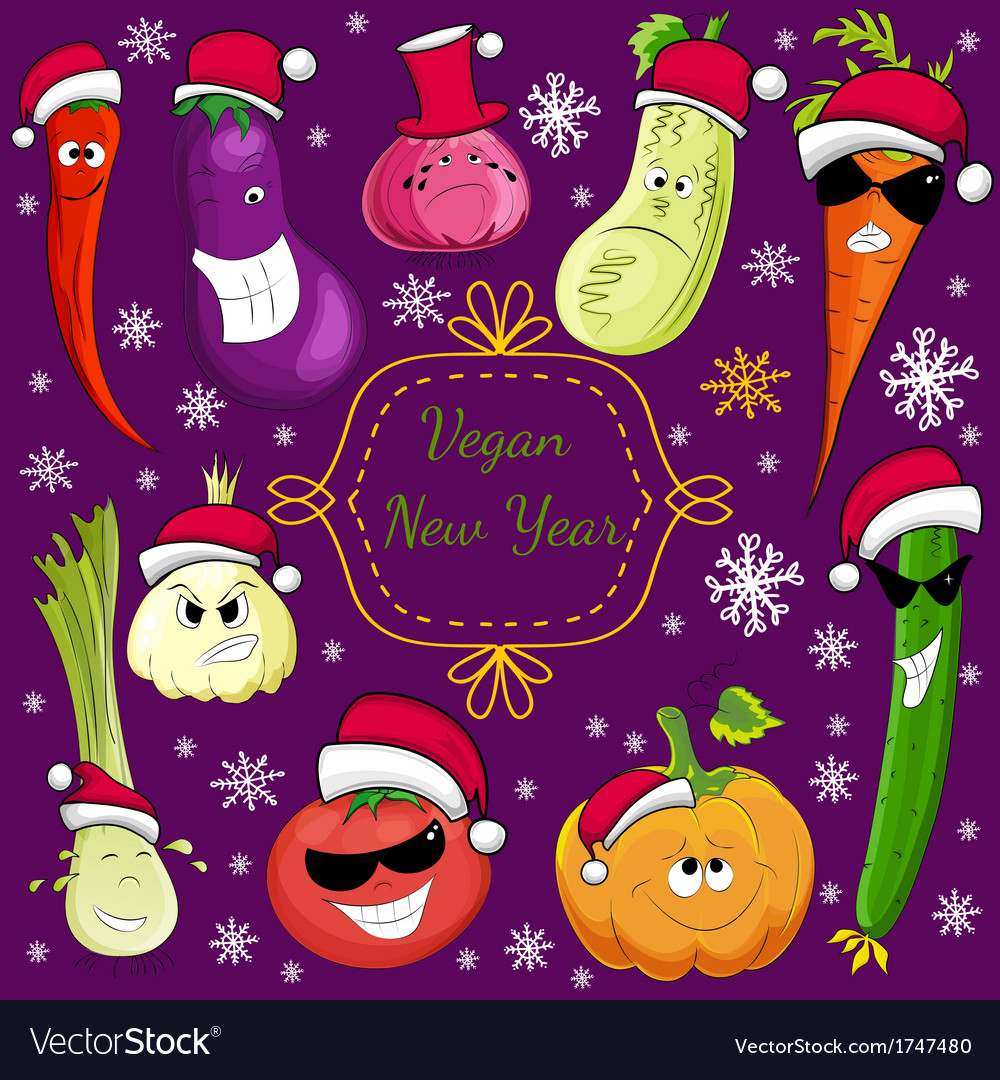 Vegan new year set of years vegetables