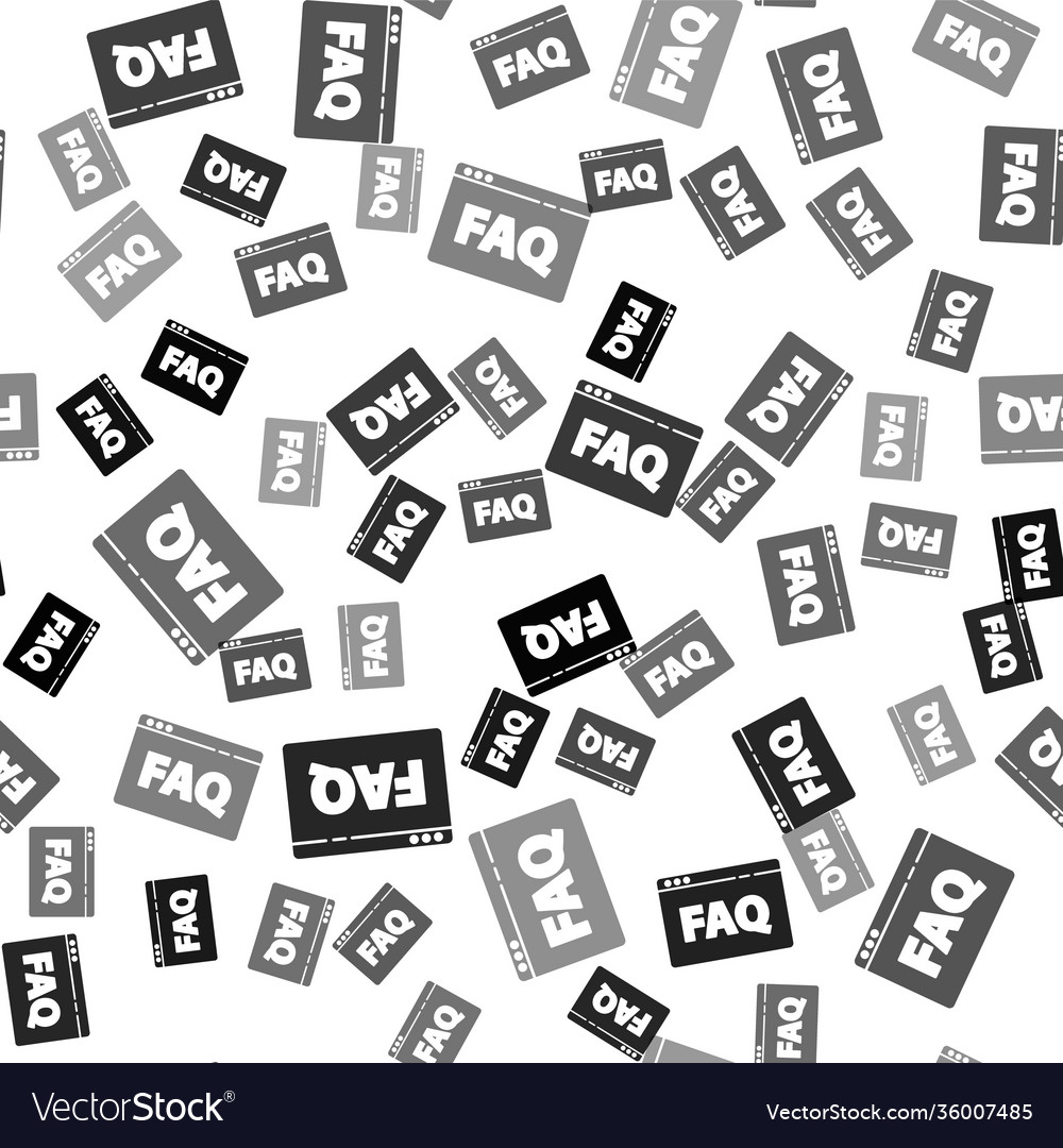Black browser faq icon isolated seamless pattern vector image Black browser faq icon isolated seamless pattern