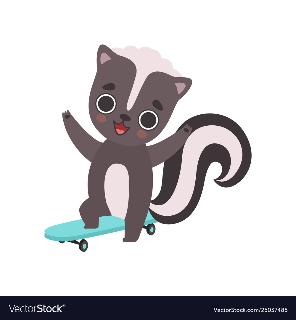 Cute little skunk skateboarder adorable baby