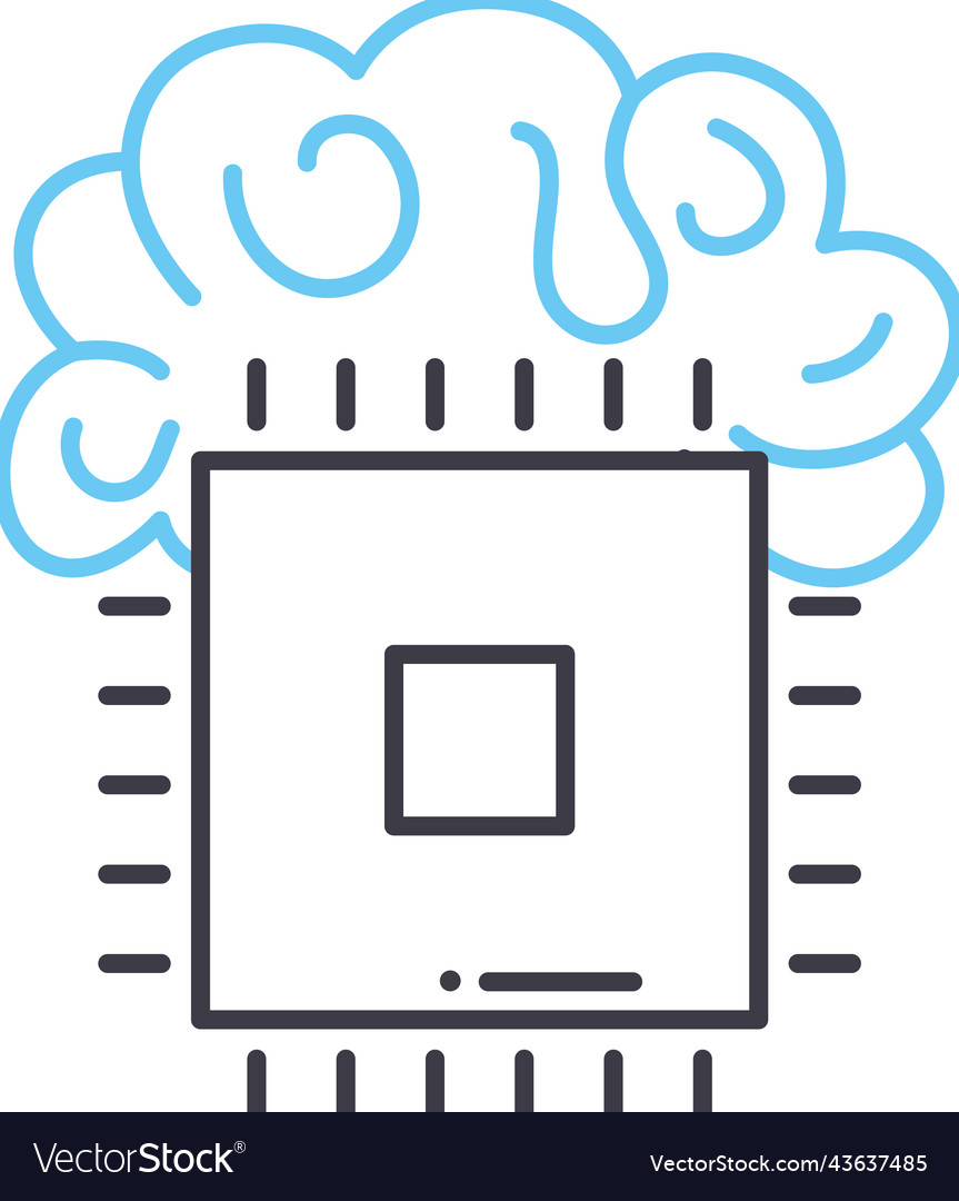 Digital brain line icon outline symbol