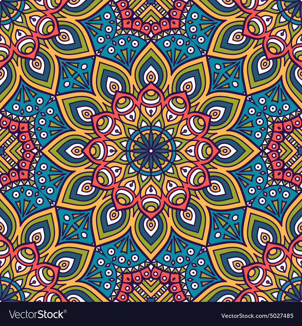 Ethnic floral seamless pattern Royalty Free Vector Image