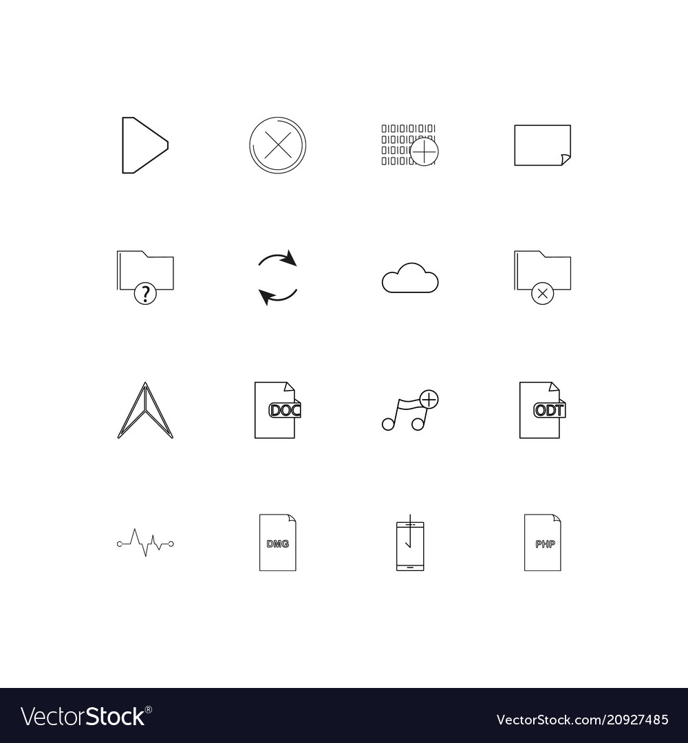 Files and folders sign linear thin icons set