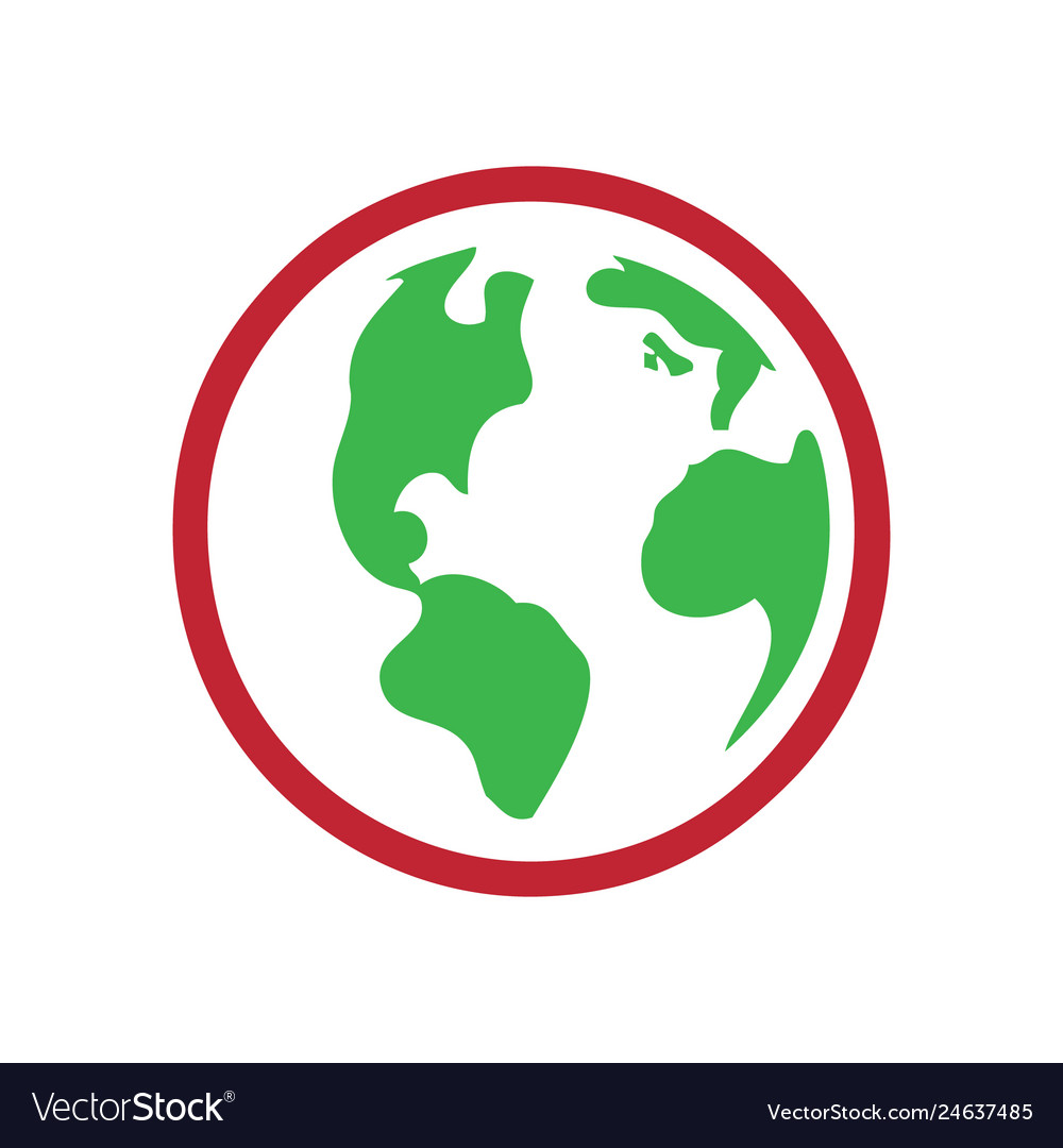 Globe flat icon green color Royalty Free Vector Image