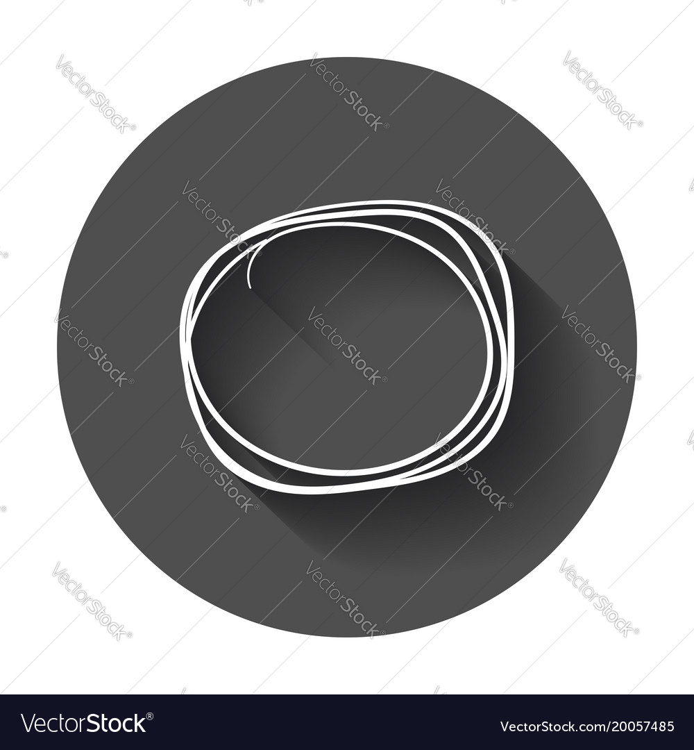 Hand drawn scribble circle element with long