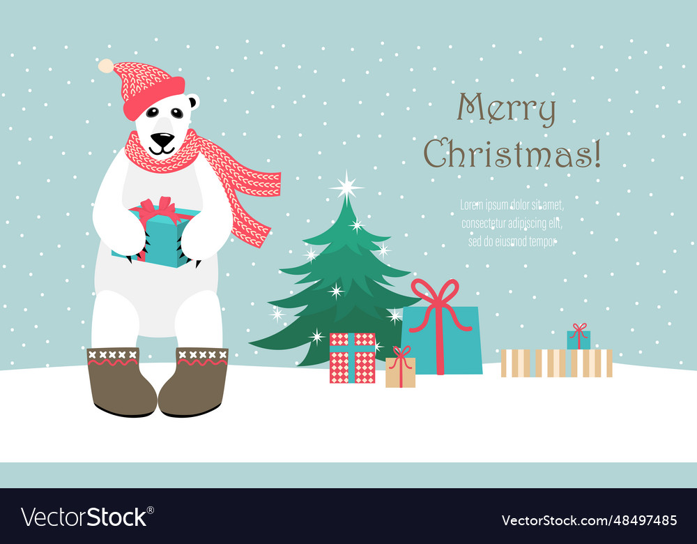 Heerful polar bear in felt boots Royalty Free Vector Image