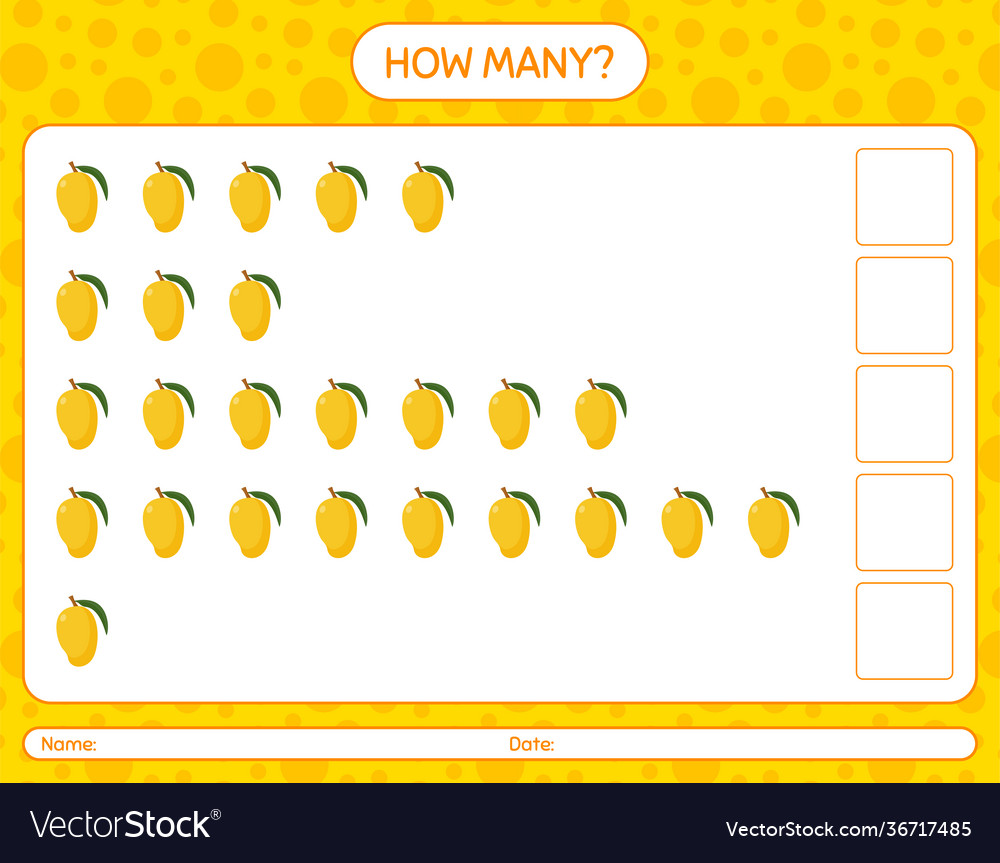 How many counting game with mango worksheet