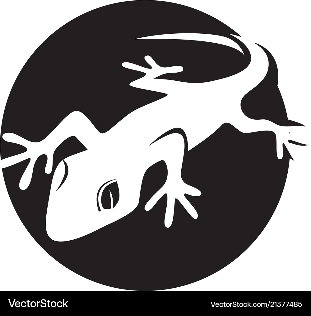 Lizard chameleon gecko silhouette black Royalty Free Vector