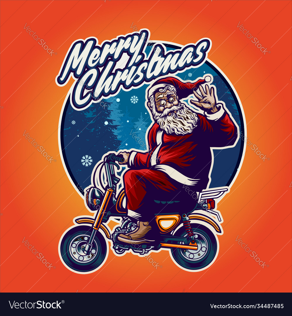 Santa claus bikers heading merry christmas Vector Image