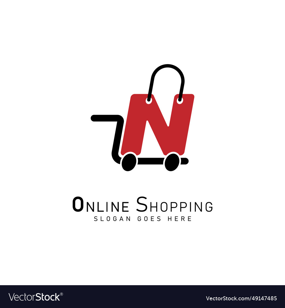 Shopping cart letter n logo modern icon symbol Vector Image