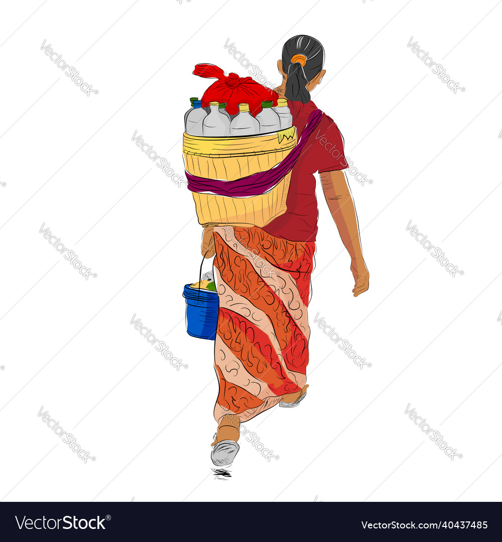 Simple colorful hand draw sketch of walking jamu