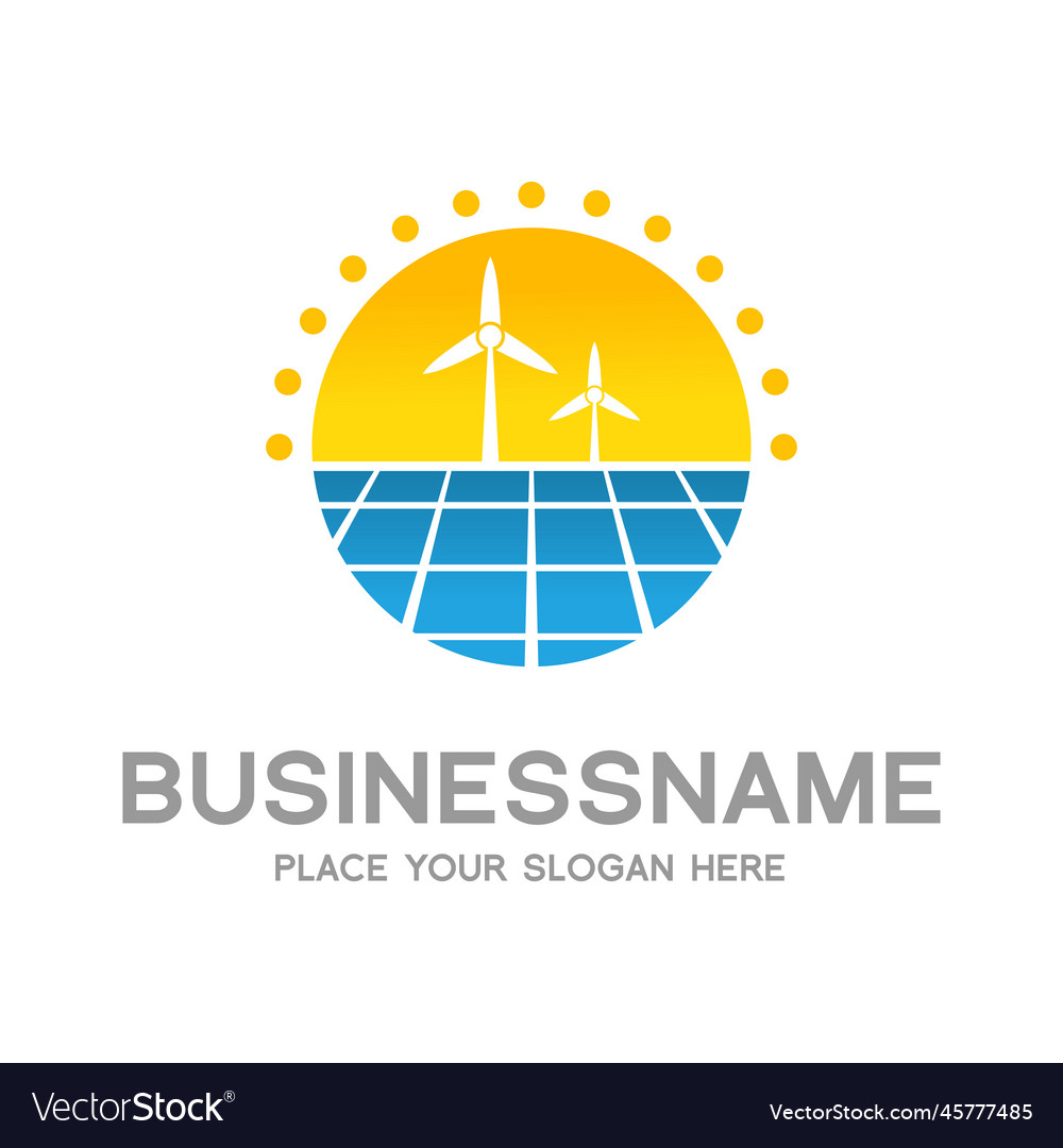 Solar logo template panel and sun design