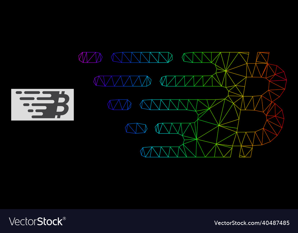 Spectrum gradient polygonal network bitcoin symbol vector image Spectrum gradient polygonal network bitcoin symbol