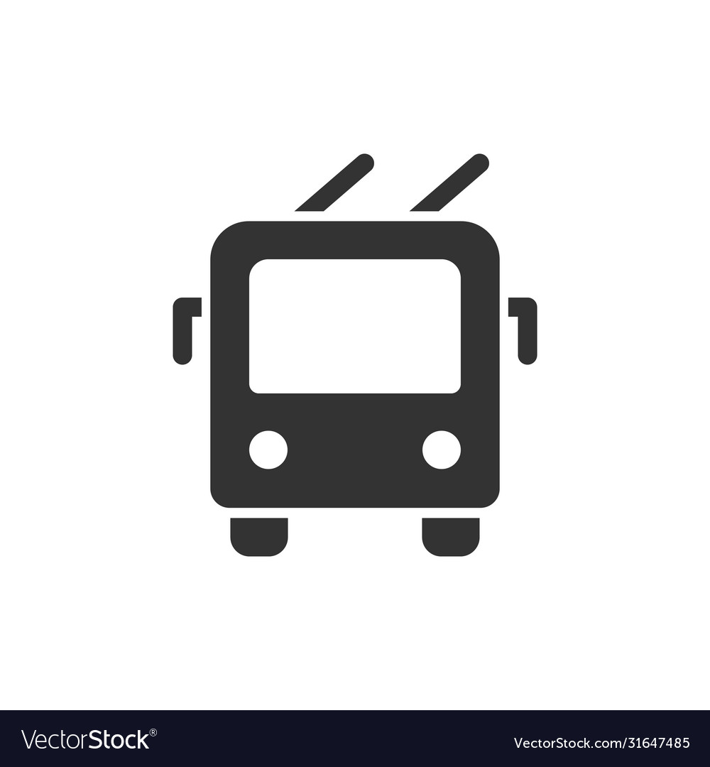 Trolley bus front view glyph style icon Royalty Free Vector