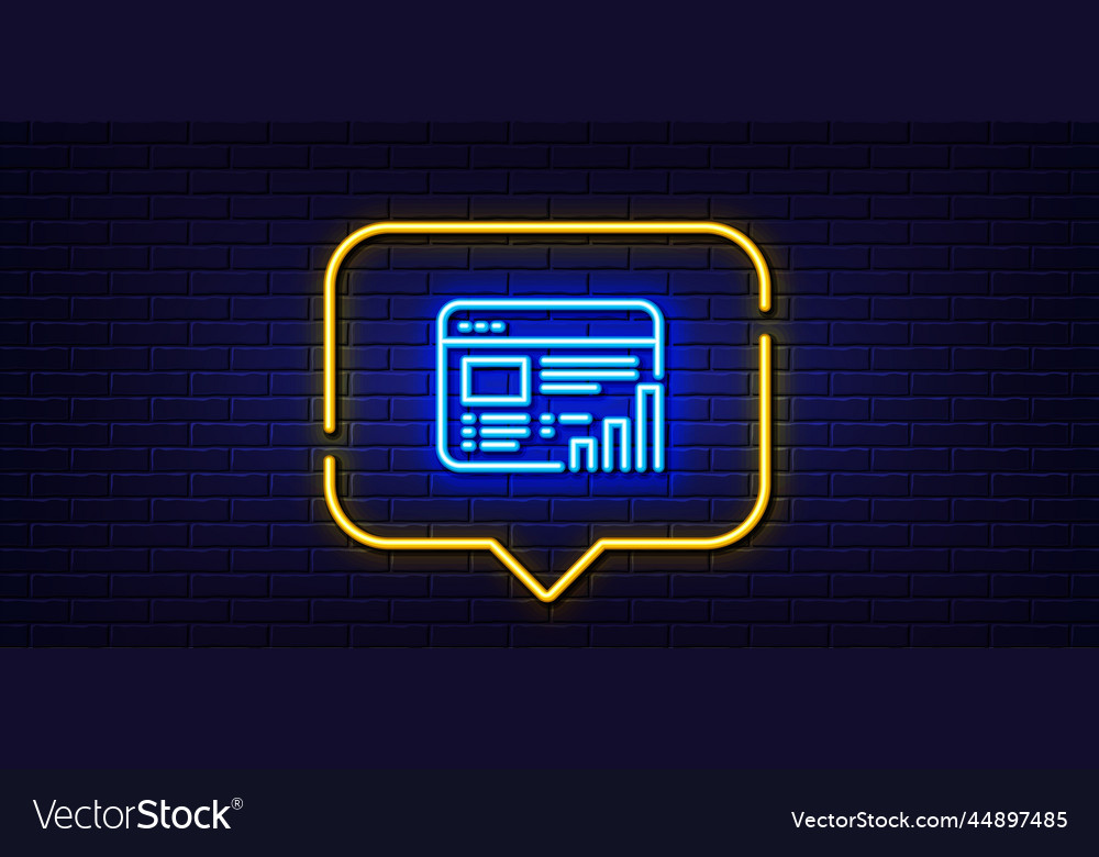 Web report line icon column graph sign neon vector image Web report line icon column graph sign neon