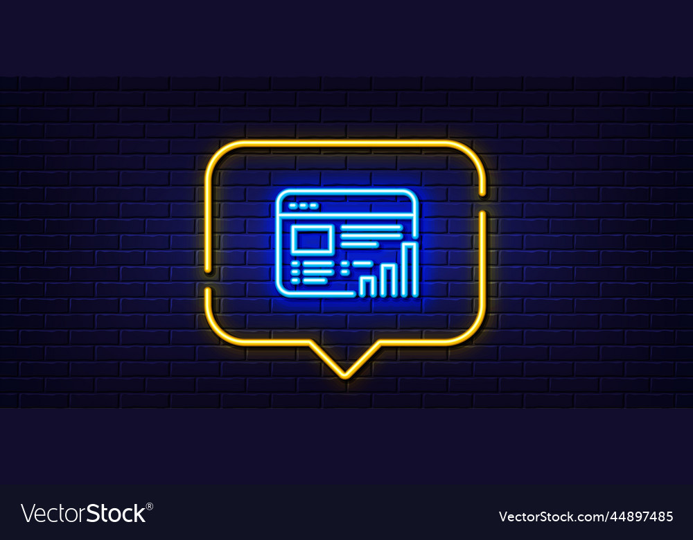 Web report line icon column graph sign neon