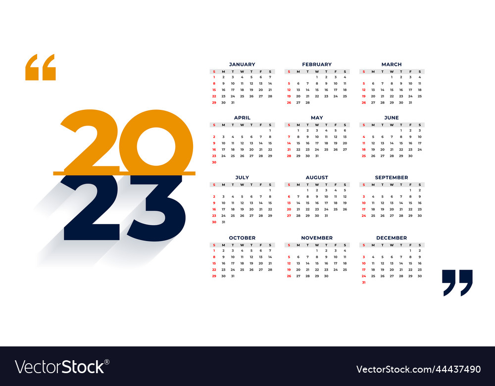 2023 office calendar template for business Vector Image