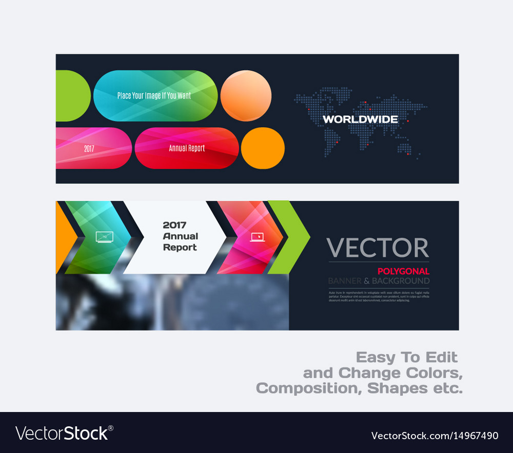 Abstract set of modern horizontal website