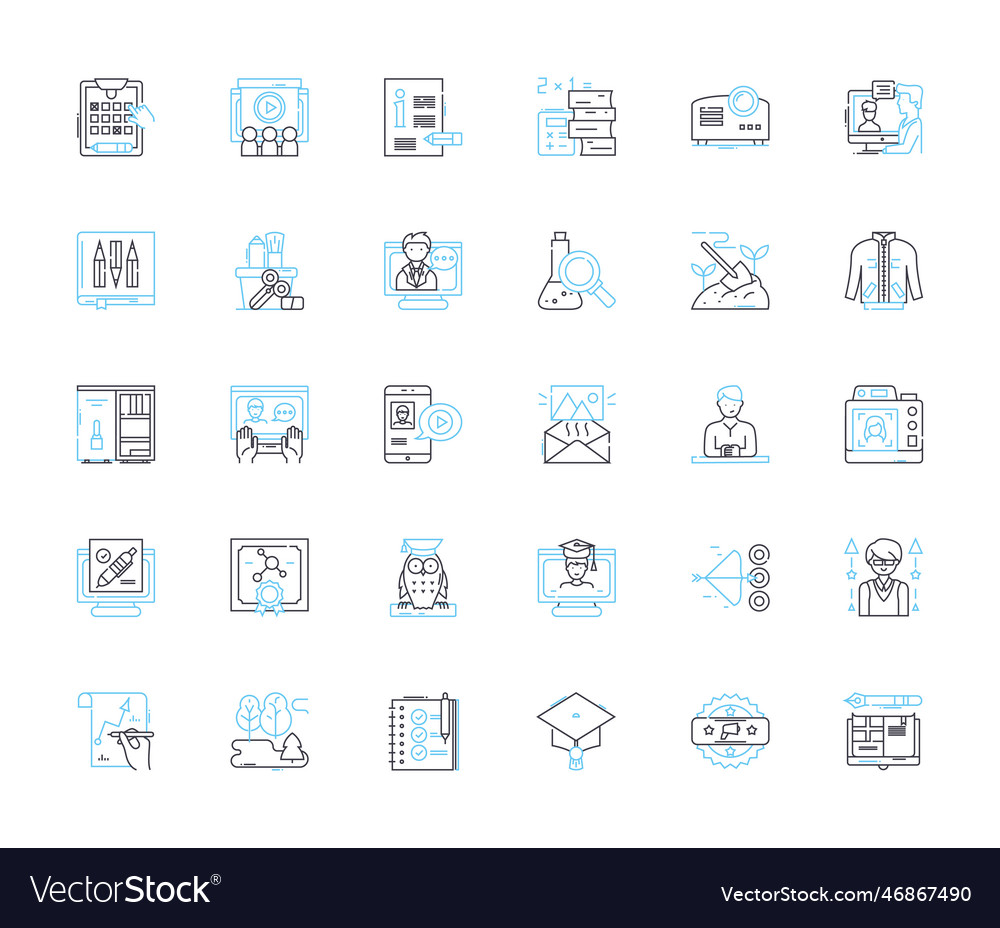 Advanced learning linear icons set mastery