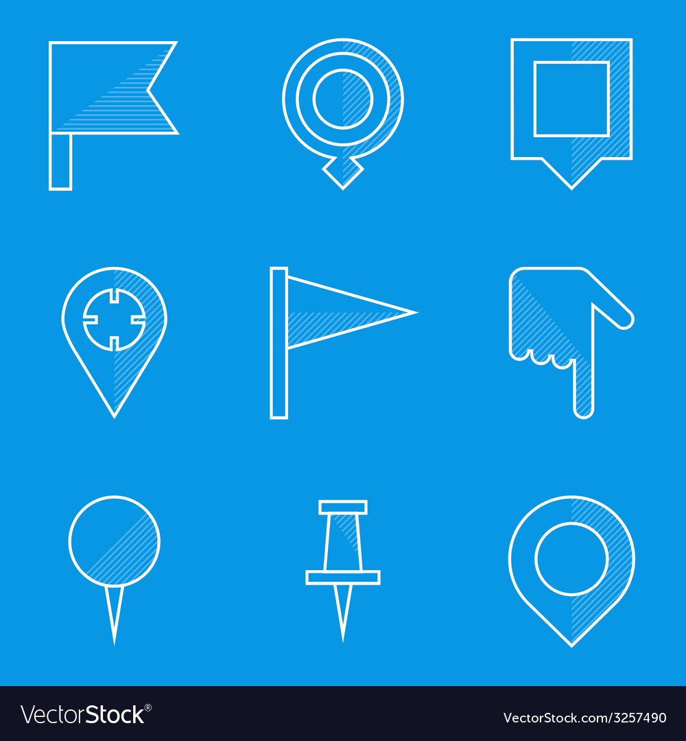 Blueprint icon set push pin map