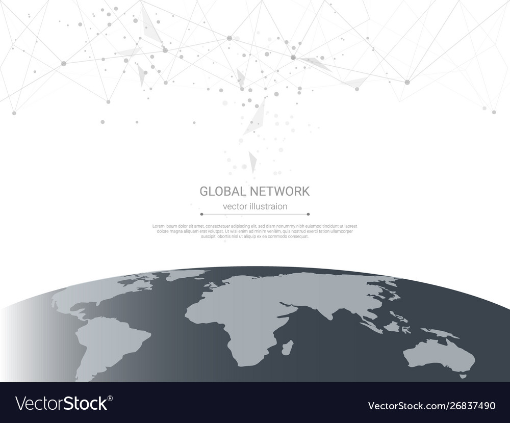 Global network connection with world map vector image Global network connection with world map