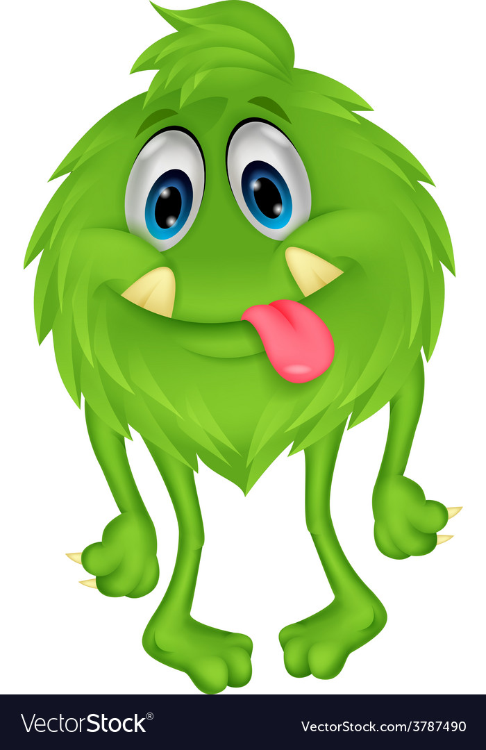 Hairy Green Monster Cartoon