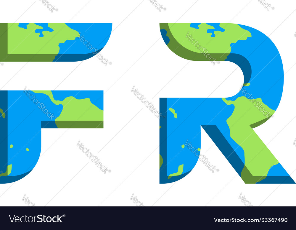 Initial fr logo design with world map style