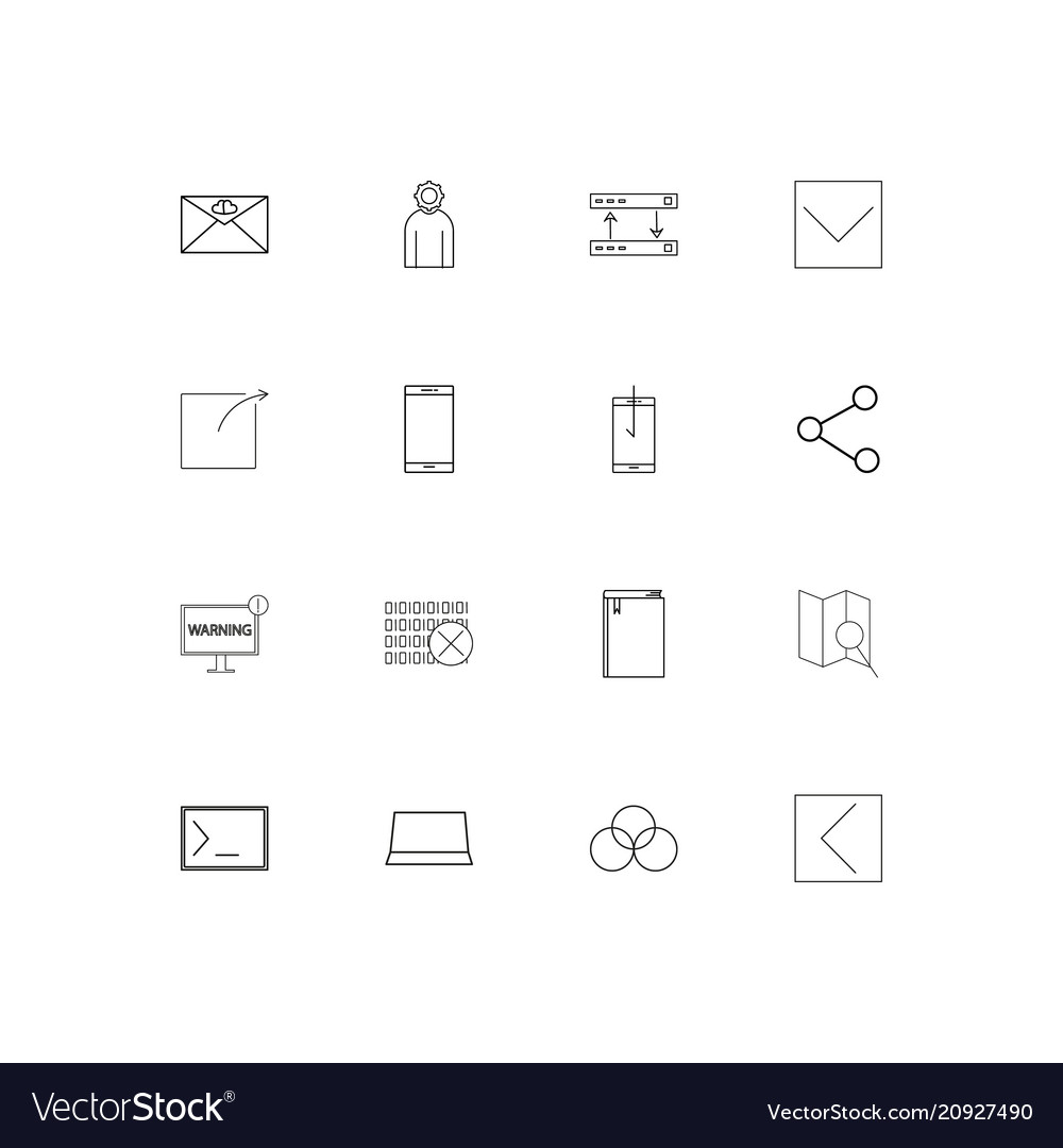 Internet technologies linear thin icons set